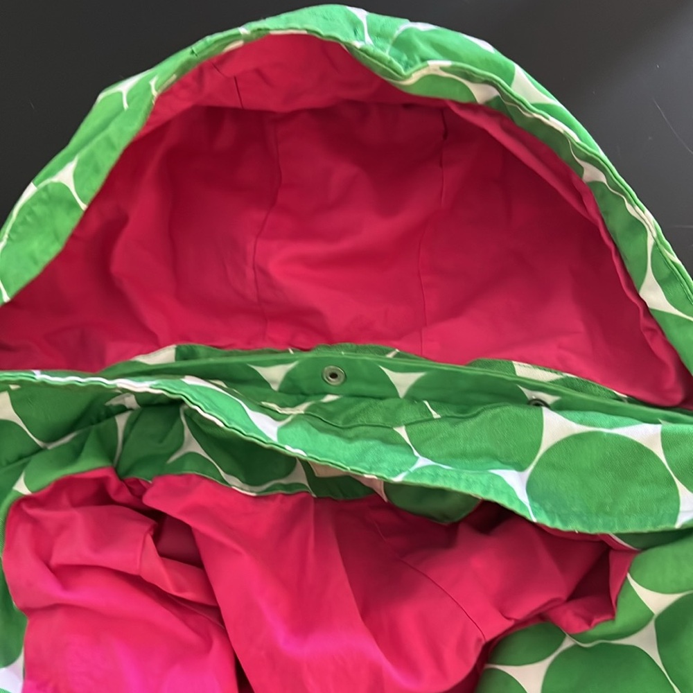 Mini Boden Green Polka Dot Raincoat with Pink Lining - Picture 5 of 5